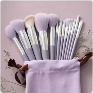13Pcs Makeup Brush Set with Storage Bag - Professional Cosmetic Brushes for Face Eyes & Lips - Ship Out within 2days