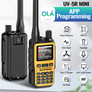 Baofeng 5R Mini Walkie Talkie with Type-C Charger AM FM Dual PTT Bluetooth Ham Radio Wireless Copy Frequency Programming Two Way Radio Long Range