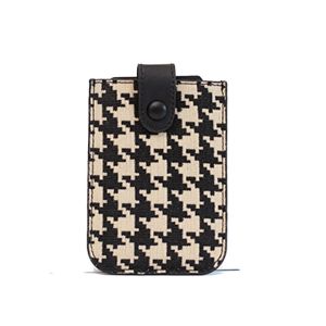 G5Q1 Loại kéo ra Túi đựng thẻ Houndstooth Da PU Phong cách Hàn Quốc Ví ngắn Mini Túi đựng thẻ Ví cầm tay đựng thẻ Phụ nữ