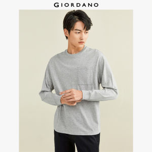 Giordano Men 100% Cotton single pocket long sleeve tee Free Shipping 01024852