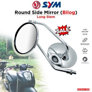 SYM Bonus 110 | Round Circle Side Mirror Chrome Long Stem (BILOG) Stainless Aluminum