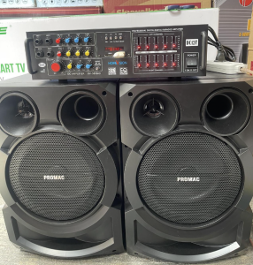 Bundle Speaker and Amplifier Promac SPK-80 (PAIR Speaker) 8 inch with amplifier 300watts with bluetooth/FM/usb input with wired microphone