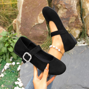 Free Shipping Retro Single Shoes Round Toe Flat Sole Shallow Opening One-Strap Design Casual And Fashionable