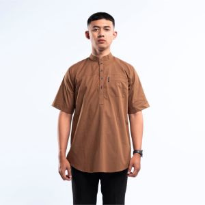 KHOIRUMMAH Koko Kurta Hamzah - Baju Muslim Pria Dewasa Lengan Pendek - Navy