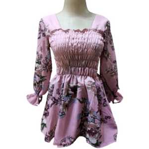 Atasan Smoker Kerut Dada / Blouse Smoker Korean Style / Blouse Sabrina Motif Alena Terbaru / KEYSA COLLECTION