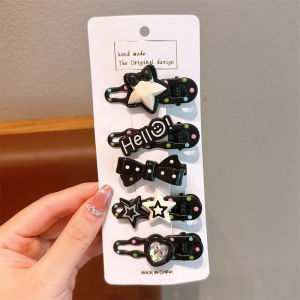 PaulWeekend (5-pcs) กิ๊บติดผมน่ารักการ์ตูนโดพามีนเด็กผู้หญิงกิ๊บติดผมม้าผ้าโพกศีรษะหวาน