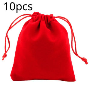 10pcs Velvet Drawstring Pouch 7x9CM Red Black White Jewelry Candy Storage Bags Present Packaging Jewelry Bag Bundle Pocket