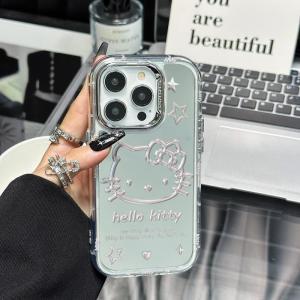 Christmas Gift Halloween Hot Sanrio Mirror Face Iphone 14/15Promax Bracket Protective Shell Kawaii Hello Kitty Anime Fall Prevention Mobile Phone Shell