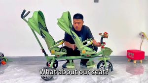 DULEPIG Kids Double Tricycle Pedal Bike Reclining Twin Stroller Baby Ride On Bicycle For Toddlers Children