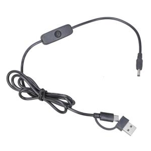 Two Interfaces USB Type C To 3.5x1.35mmDC Chargers Cable 5V Power Supply Cord For Night Lights Speakers Security Cameras