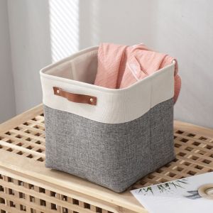 SKYJS Foldable Laundry Storage Basket Large Capacity Linen Organize Box Freestanding Cotton Organizing Bag Household