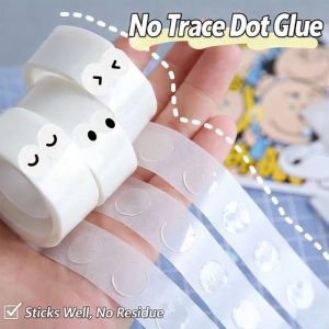 NOBLELYN 100pcs/Roll Transparent Dots Glue Tape Removable Easy to Clean Silicone Adhesive Dots Double Sided Adhesive Tape DIY Scrapbooking
