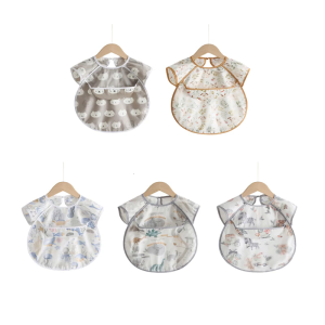 Tái Sử Dụng Tay Ngắn Yếm em bé Nước Chống Smock Với Catcher dễ lau Sạch sẽ Thiết Kế Cho Trẻ Hoạt Động