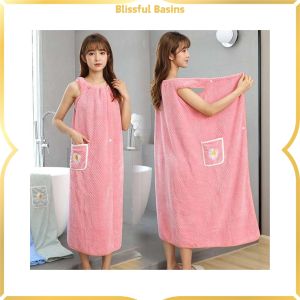 【Premium Quality】 ผ้าเช็ดหน้า Blissful ผ้าขนหนูอาบน้ำสำหรับเสื้อคลุมอาบน้ำสำหรับใช้ในครัวเรือนเหมาะสำหรับผู้หญิงที่จะสวมใส่และพันรอบตัว เมื่อเปรียบเทียบกับผ้าฝ้ายแท้ จะดูดซับได้มากกว่าสำหรับผู้ใหญ่ เสื้อคลุมอาบน้ำสไตล์โช
