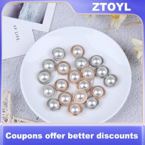 【ZTOYL】 10pcs Pearl Metal Shank Buttons for Sewing Scrapbooking DIY Craft Decoration