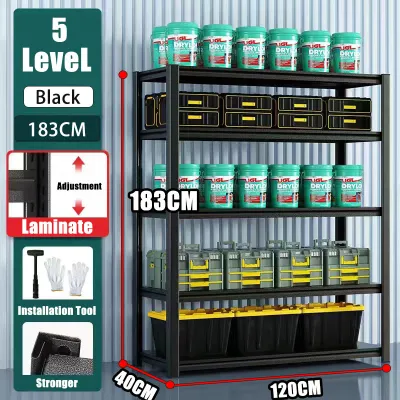 【Sg Ready Stock】Adjustable Heavy Duty Shelf Storage Rack Organizer，Metal Rack Shelf Adjustable Shelves Boltless Metal Shelf Rack 5 Tier Steel Display With Wheels，Warehouse Storage Rack，Storage Shelf Rack Adjustable Shelves，Space Saving 置物架 货架