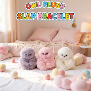 Simulation Owl Plush Slap Bracelet with Recording Function Stuffed Toy for Girl Cute Bag Pendant