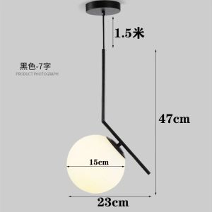 SXH Minimalist and unique round glass pendant light popular in online fashion stores restaurants bars and bedroom headboards single-head light luxury Nordic style