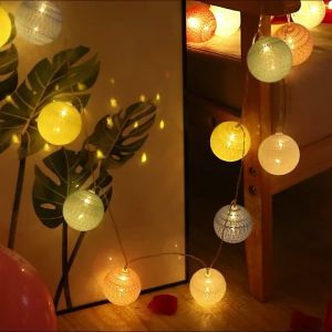 elegantstunning 2m 10 Lamp Led Light String 6cm Diameter Cotton Ball Lights Interior Outdoor Decoration Night Lights For Children Room Party Wedding Garden