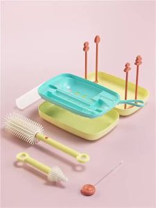 6 in 1 Travel Home Baby Bottle Brush Set Silicone Brush Portable Bottle Brush Cleaning Set-152c4c8b