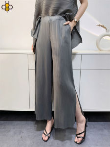K-706# One Size (45-75kg) Slim Purple Pleated Loose Waist Spring and Summer Women High Waist Wide-leg Pants