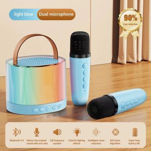 【🔥SG SELLER🔥】RICHMENTGADGET Portable Karaoke Machine Mini Bluetooth Speaker with Dual Wireless Handheled Microphones for All Smartphones Music Party G Shape RGB Colorful Speaker for Kids Adults Boys and Girls Birthday Gifts Home Party Indoor Outdoor