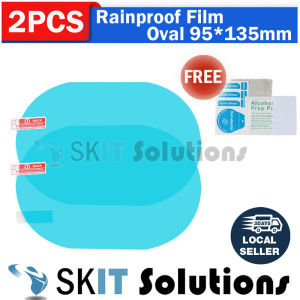 【SKIT SG】2PCS Universal Anti-Rain Anti-Fog Nano-Coating Film for Car Rearview Mirror & Side Window Glass Waterproof Rainproof Anti-Glare Anti-Mist Auto Protective Sticker HD Clear View Safety for SUV MPV Truck Sedan 2 Sizes Round 95*95mm / Oval 95*135mm
