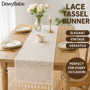 DewyBabe Table Runner Lace Tassel Dustproof Anti Slip Decorative Dresser Cabinet Top Cover Neutral Style