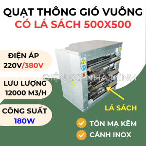 Quạt thông gió vuông CODY 500x500 180W - TUA 1450V/PH