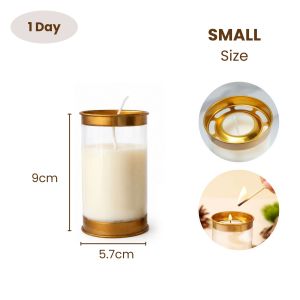 White Prayer Candle 1 Day Small Size | Kandila Pangdasal Paraffin Wax Candle with Clear Plastic Container