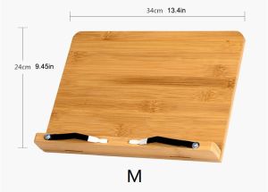 Adjustable Bamboo Book Holder Stand For Reading Rest Tablet Cook Book Stand Pages Fixed Foldable Desk Reading Wooden Bookstands Laptop Tablet Holder