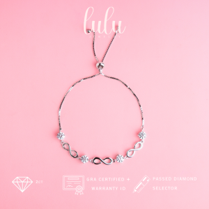 Lulu Moissanite Jewelry - Gelang Berlian Moissanite 2 Carat Lapis Emas 18K - Infinity Round Cut Moissanite Bracelet 2CT Sertifikat GRA
