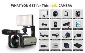 ORDRO HDR-AX60 4K Camcorder 28MP 12x Optical Zoom 3.5" IPS Screen 1080P 60FPS HD Livestream Video Camera