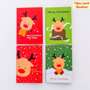 10pcs Cute Cartoons Merry Christmas Mini Portable Pocket Notebook School Office Use Stationery Xmas Gift Ideas