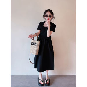 Skirt Gadis Kecil Musim Panas 2023 Pakaian Stail Perancis Kanak-Kanak Baru Fesyen Musim Panas Budak Besar Wanita Trend Skirt Hitam Panjang