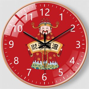 God Of Fortune Wall Clock Net Red Chinese Style New Years Decorative Table Clock Wall Mounted Living Room Mute No Punch Upscale Clock财神爷挂钟
