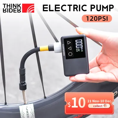 ThinkRider 120 PSI Portable Pocket Bike Electric Air Pump MINI Tire Inflator For Bicycle Digital Gauge Display
