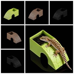 CANICECA Plastic Reptile Hideout Cave Water Dispenser Non-slip Pet Climbing Shelter Multi-functional With Moss Tray Cave Hiding Nest Landscape Accessories