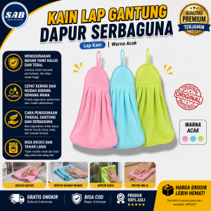 Kain Lap Microfiber Handuk Anti Bakteri dengan Gantungan | Cepat Kering Lembut Warna Pastel