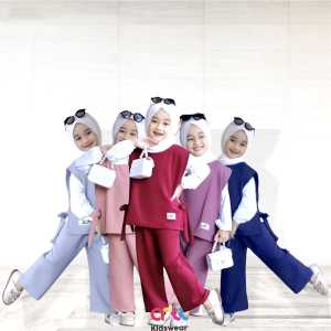 Setelan Baju Anak Perempuan Chika 3in1 Usia 3-12 Tahun//Pakaian Baju Muslim Anak Cewe Bahan Moscreb[TANPA HIJAB] Terbaru