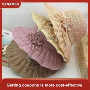 【CANAMEK】 Rộng vành UV bảo vệ mũ rơm thời trang giản dị thoáng khí bãi biển cap xô hat mùa hè Mũ mặt trời