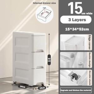 Drawer Cabinet  Wide Gap Storage Cabinet Slim Drawer White Cabinet With Wheels Space Savers Cracked Storage Box
