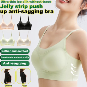Veimia Soft Support Bra Jelly Strip Soft Support Nude Seamless Underwear Nonsteel Ring Cooling