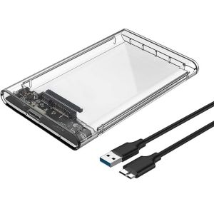 External Hard Disk Case 2.5 inch Free SATA/TypeC to USB 3.0 Cable Transparent SSD HDD Casing Cover Enclosure