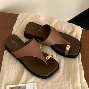 Free Shipping Thick-Soled Non-Slip Metal-Buckle WomenS Sandals Casual And Versatile Perfect For Summer With A Retro Color-Block Design