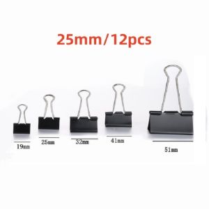 Black Binder Clip Multipurpose Binder 12pcs/Box 19mm 25mm 32mm 41mm 51mm