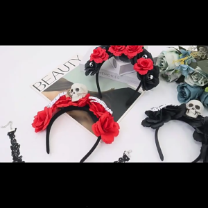 Ngày của các deads phụ kiện trang phục Dia de los muerto trang phục của phụ nữ trang phục Cosplay Halloween Vương Miện Hoa Headband