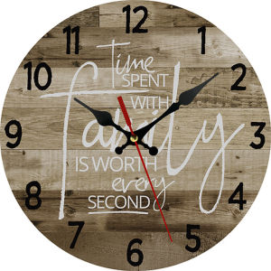 12 Inches Wooden Circular Wall Clock for Living Room European Creative Low Noise Indoor Decoration