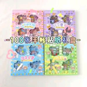 1 Box 100 Lembar Stiker Motif Kartun Anti Air Sticker Aesthetic Stiker Sanrio Stiker Botol Minum