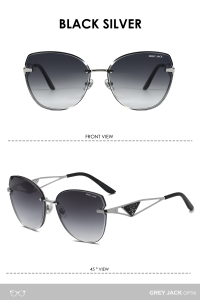 Grey Jack Kacamata Hitam Sunglasses Anti UV Protection Model Cat Eye Unik Fashion Wanita Modis Trendy 31973